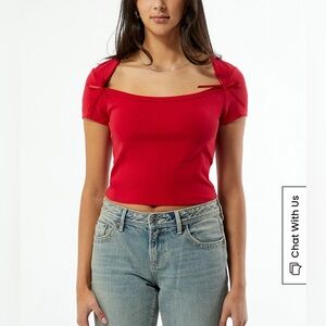 NWT PacSun Bow top, Est. PAC 1980 Jacie, red, sz Medium. Avail to ship Nov. 9.